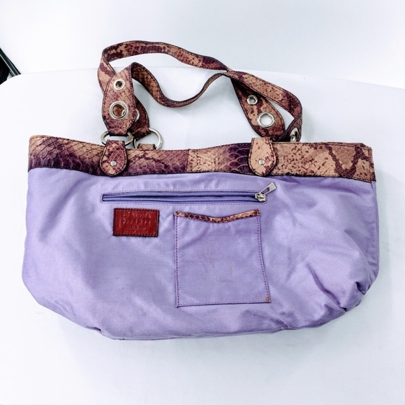Claudia Firenze Snake Print Leather Shoulder Bag Purple Python Tote - Picture 9 of 16